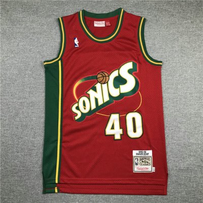 NBA 40 Shawn Kemp Supersonics 1995-96 M&N Maillot Rouge